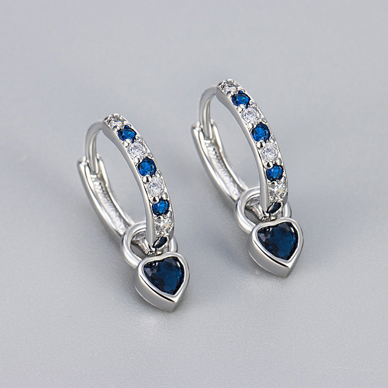 Fashion Color Zircon Earrings Female With Hearts Eardrops