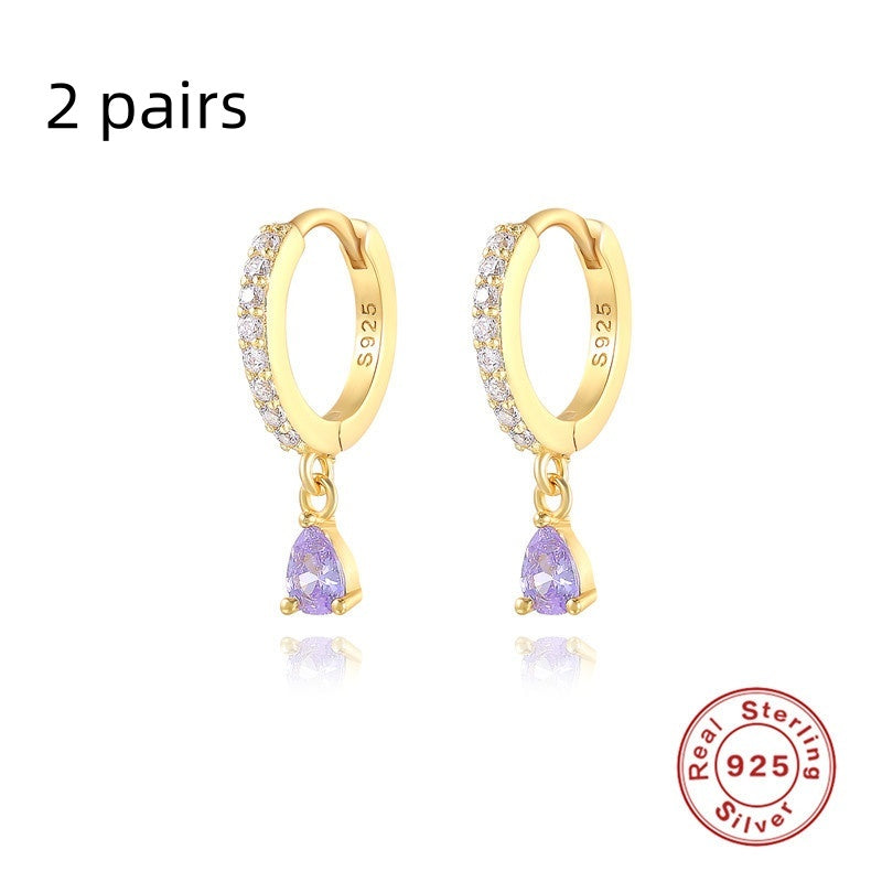 S925 Sterling Silver Diamond Water Drop Eardrop Earring