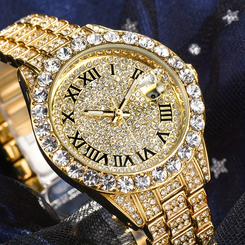 MISSFOX Women Watch Iced Out Shiny Diamond Fashion Elegant Small Case Dress Watches Fashion With Auto Calendar