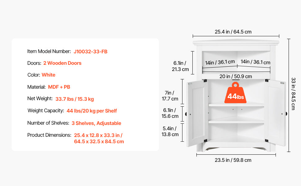 SucceBuy 32"/64"/68" Corner Storage Cabinet w/ Shelves Freestanding Corner Cabinet for Living Room Kitchen Laundry Room Bathroom