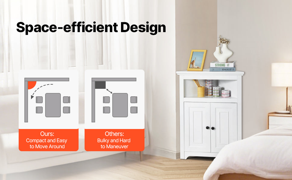SucceBuy 32"/64"/68" Corner Storage Cabinet w/ Shelves Freestanding Corner Cabinet for Living Room Kitchen Laundry Room Bathroom