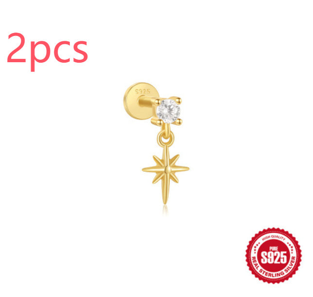 925 Sterling Silver XINGX Inlaid Tassel Piercing Ear Stud