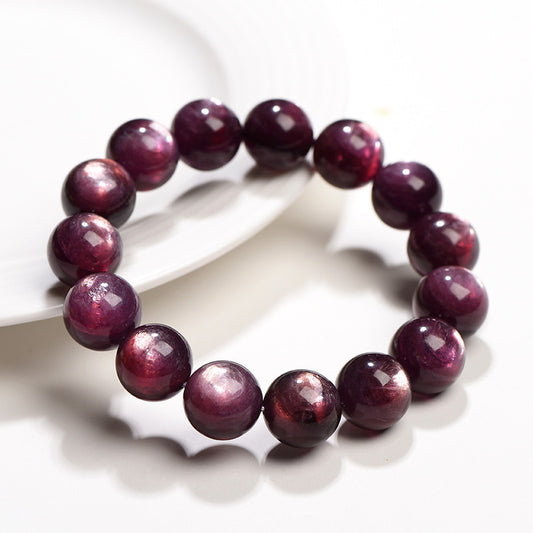 Crystal Natural Purple Lepidolite Round Beads Bracelet
