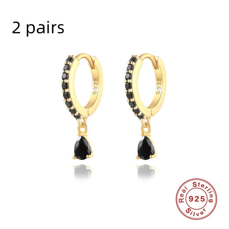 S925 Sterling Silver Diamond Water Drop Eardrop Earring