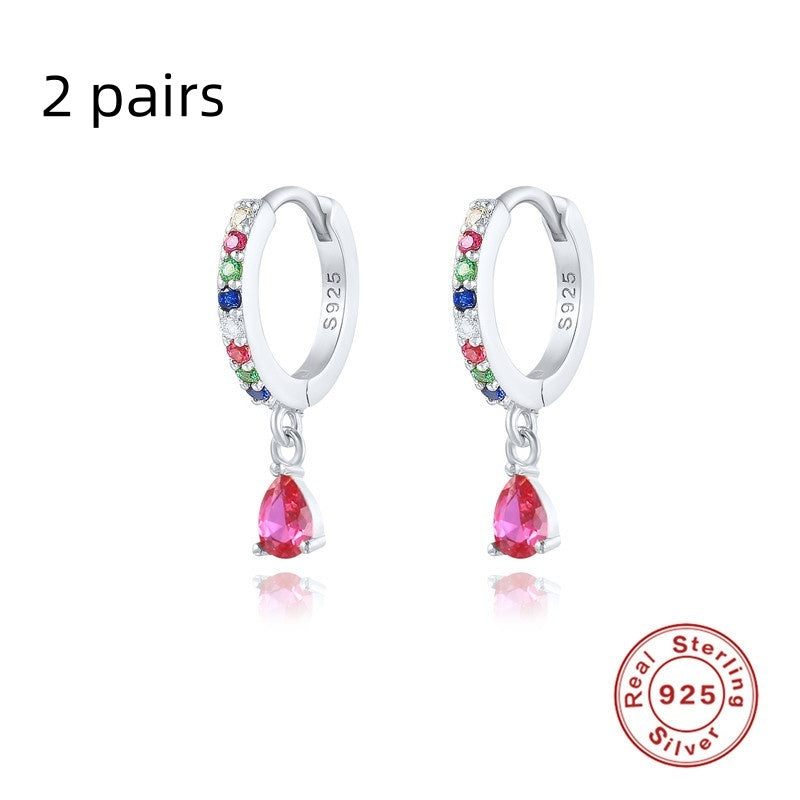 S925 Sterling Silver Diamond Water Drop Eardrop Earring