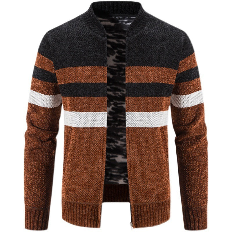 New Men's Casual Color Matching Sweater Coat Is Fashionable