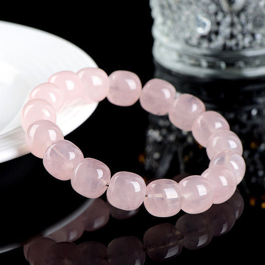 Natural Bamboo Crystal Barrel Bead Bracelet
