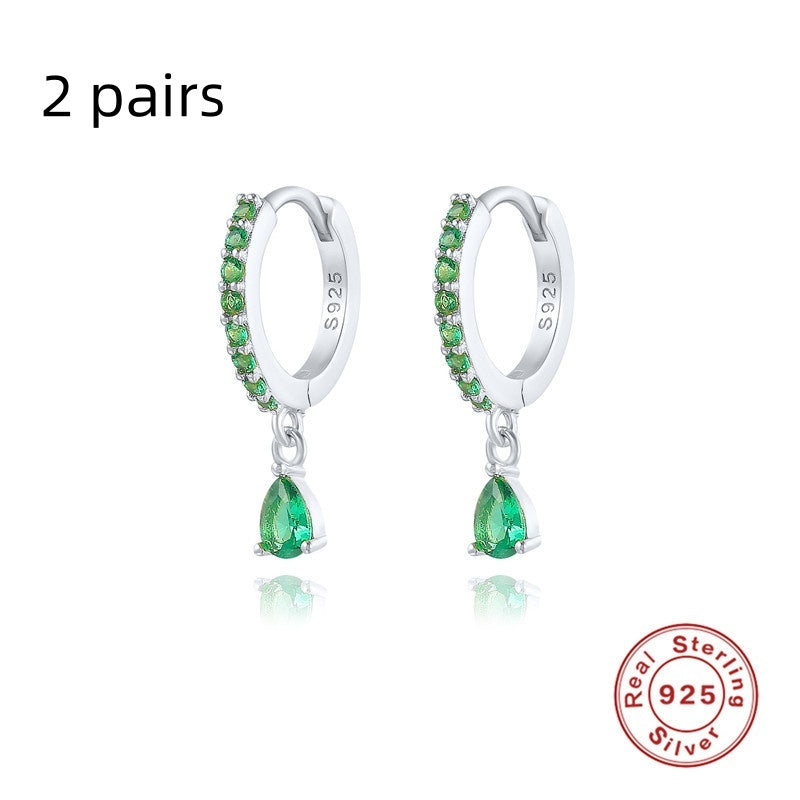 S925 Sterling Silver Diamond Water Drop Eardrop Earring