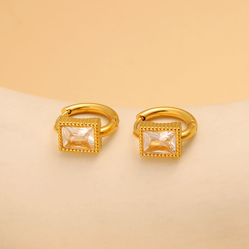 Special-interest Design Square Zircon Stainless Steel Earrings
