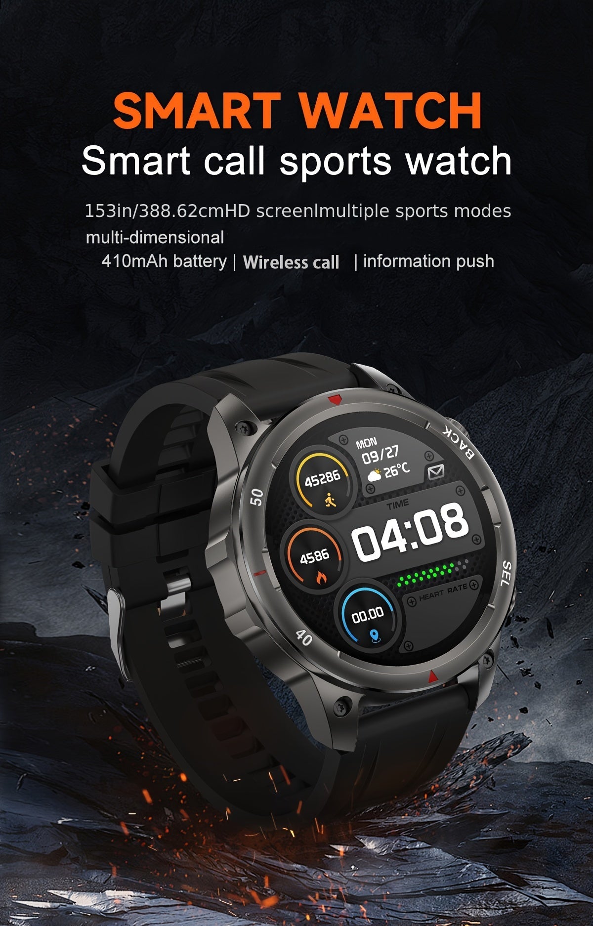 OHUGNA 2024 New GPS Motion Trajectory Smart Watch For Men LED Lighting 360*360 HD Screen AI Voice Wireless Call NFC Smartwatch, Compass Sport Fitness Tracker Watches Outdoor Sports Smart Watch For Men Father's Day Gift