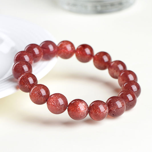 Natural Starlight Cherry Red Strawberry Quartz Bracelet