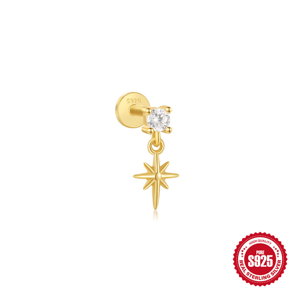 925 Sterling Silver XINGX Inlaid Tassel Piercing Ear Stud