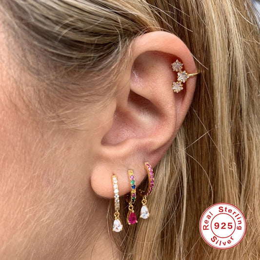 S925 Sterling Silver Diamond Water Drop Eardrop Earring