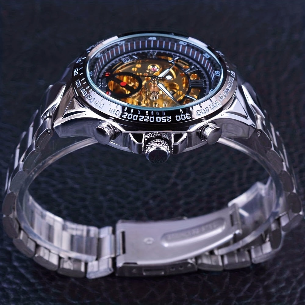 Winner Mechanical Sport Design Bezel Men's Watches, Skeleton Wristwatch, Men's Accessories