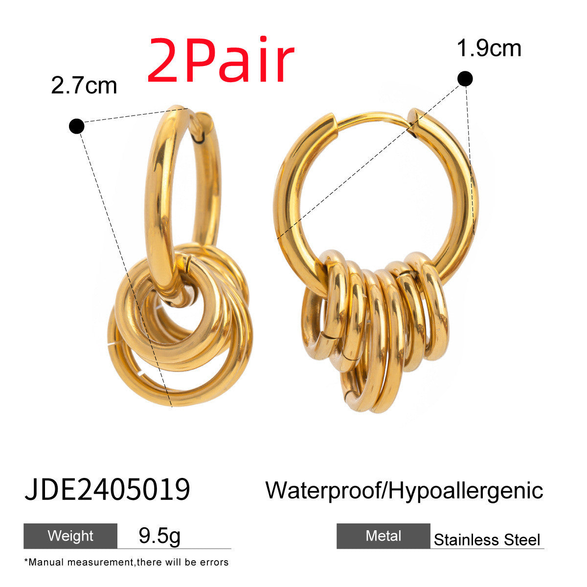 Personality Stainless Steel Color Matching Earrings