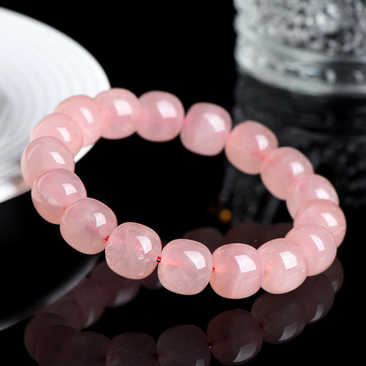 Natural Crystal Barrel Shaped Bead Bracelet