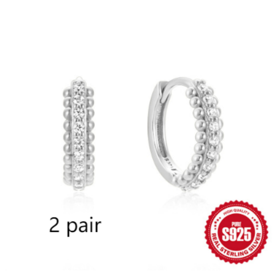 925 Sterling Silver Twisted Element Ear Ring High Sense Rhinestone Earrings