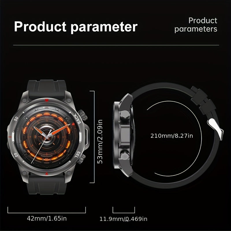 OHUGNA 2024 New GPS Motion Trajectory Smart Watch For Men LED Lighting 360*360 HD Screen AI Voice Wireless Call NFC Smartwatch, Compass Sport Fitness Tracker Watches Outdoor Sports Smart Watch For Men Father's Day Gift