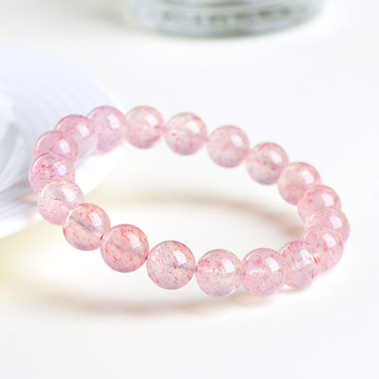 Natural White Water Strawberry Crystal Ball Bracelet