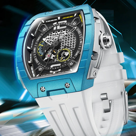 Mark Fairwhale New Men Automatic Watches Tourbillon Mechanical Watch Tonneau Dial Luminous Waterproof Fashion for Men Wristwatch