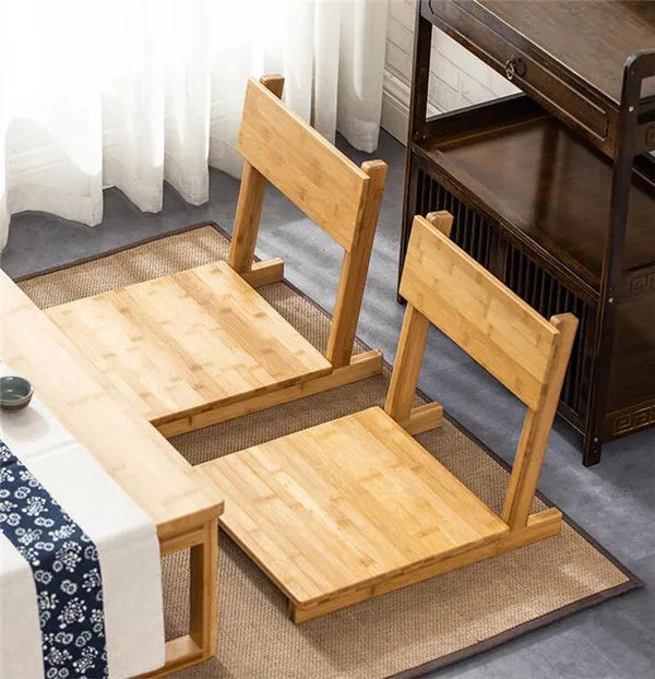 Bamboo Legless Chair Armrest Tatami Floor Backrest Living Room Furniture Japaese Style Legless Zaisu Zen Chair Eco-Friendly