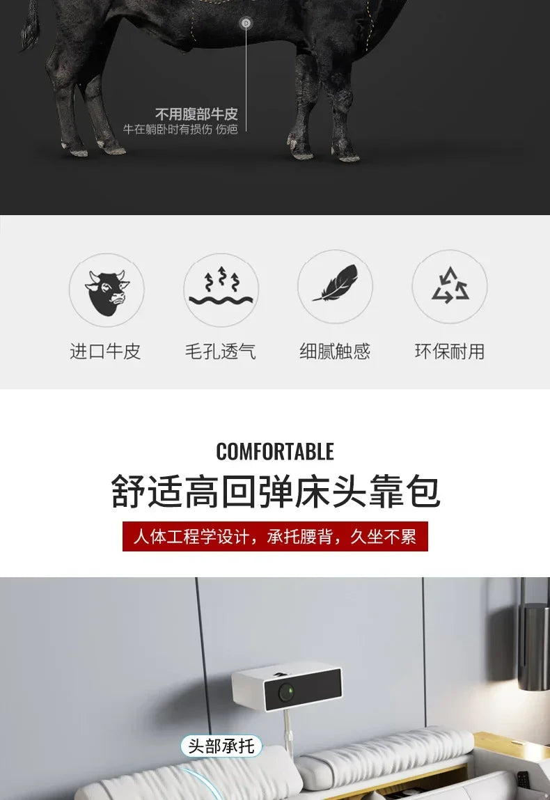 Queen Size Storage Double Bed Aesthetic Nordic Master Modern King Double Bed Multifunctional Smart Cama Casal Room Furniture