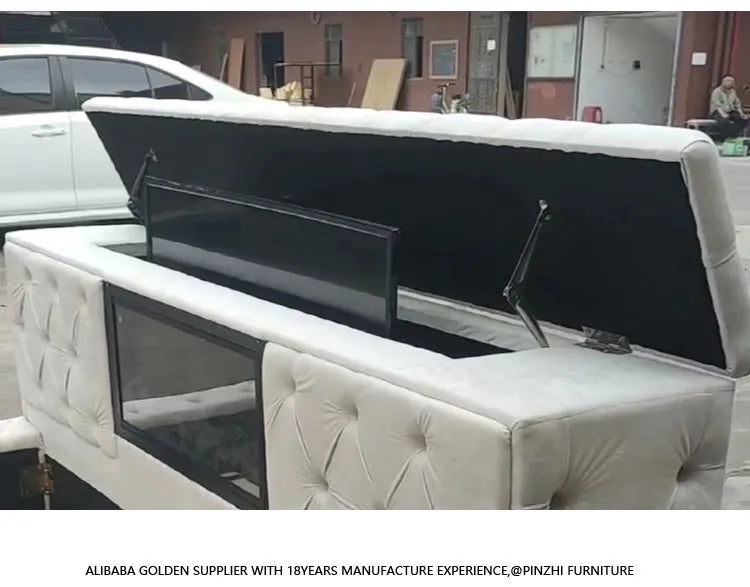 Custom HOME Remote Control Whole House Decoration King Size Smart Luxury Bed With Tv And Fireplace In Footboard Storage