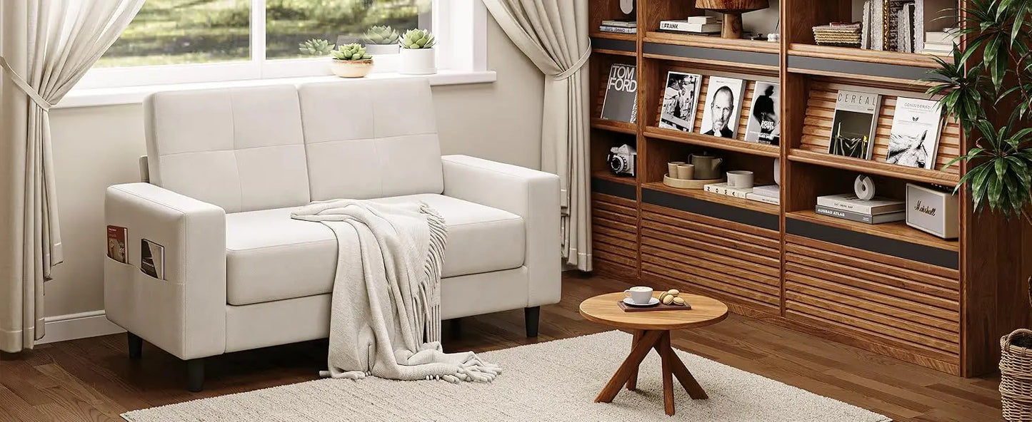 Loveseat Sofa W/armrests & backrests, 53" Small Spaces 2 Seater Mini Couch for Apartment, Office & Living Room, Living Room Sofa