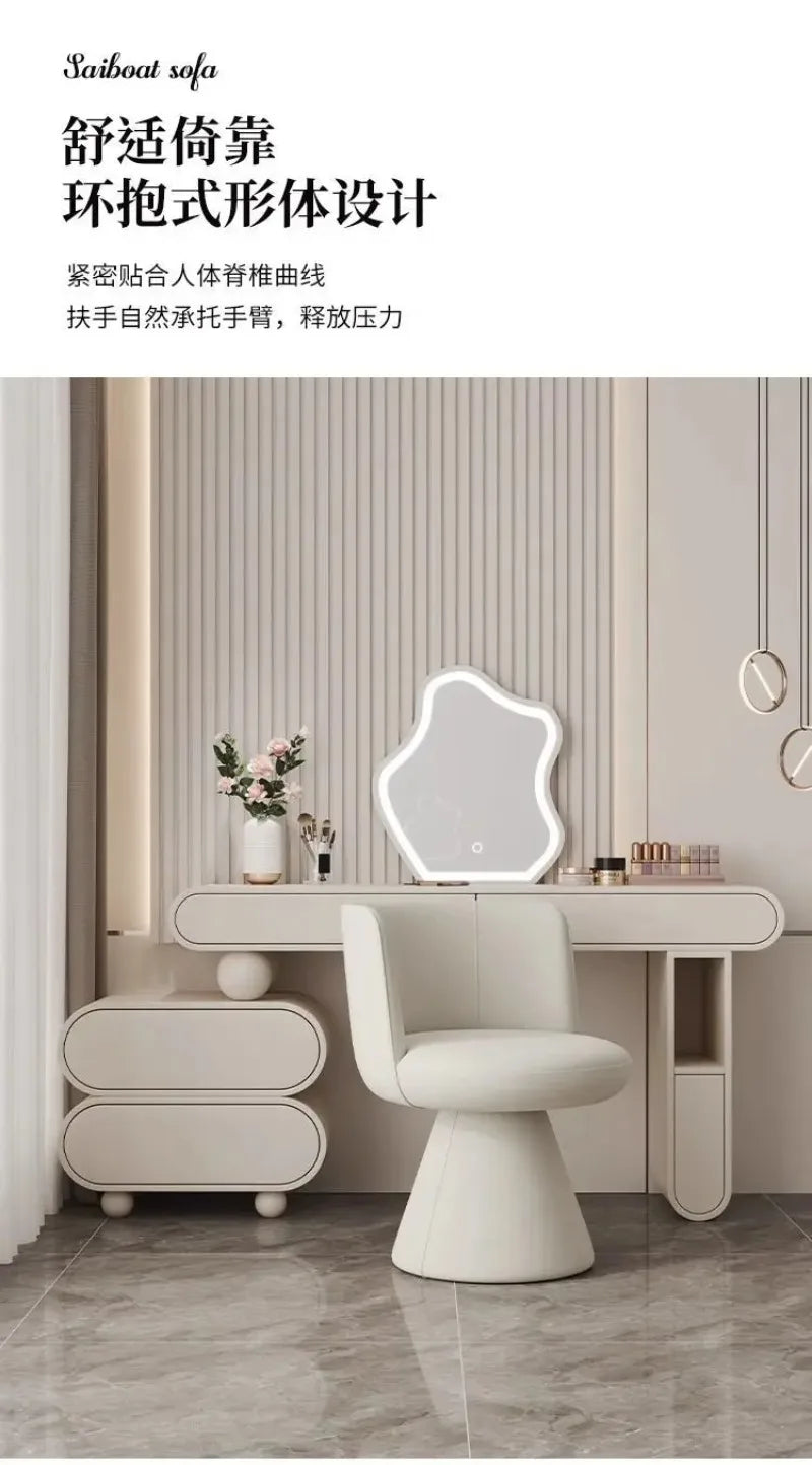 Chaise Lounge Italian Light Luxury Dressing Stool Rotatable Simple Dining Chair Home Bedroom Hotel Nordic Single Sofa Chairs