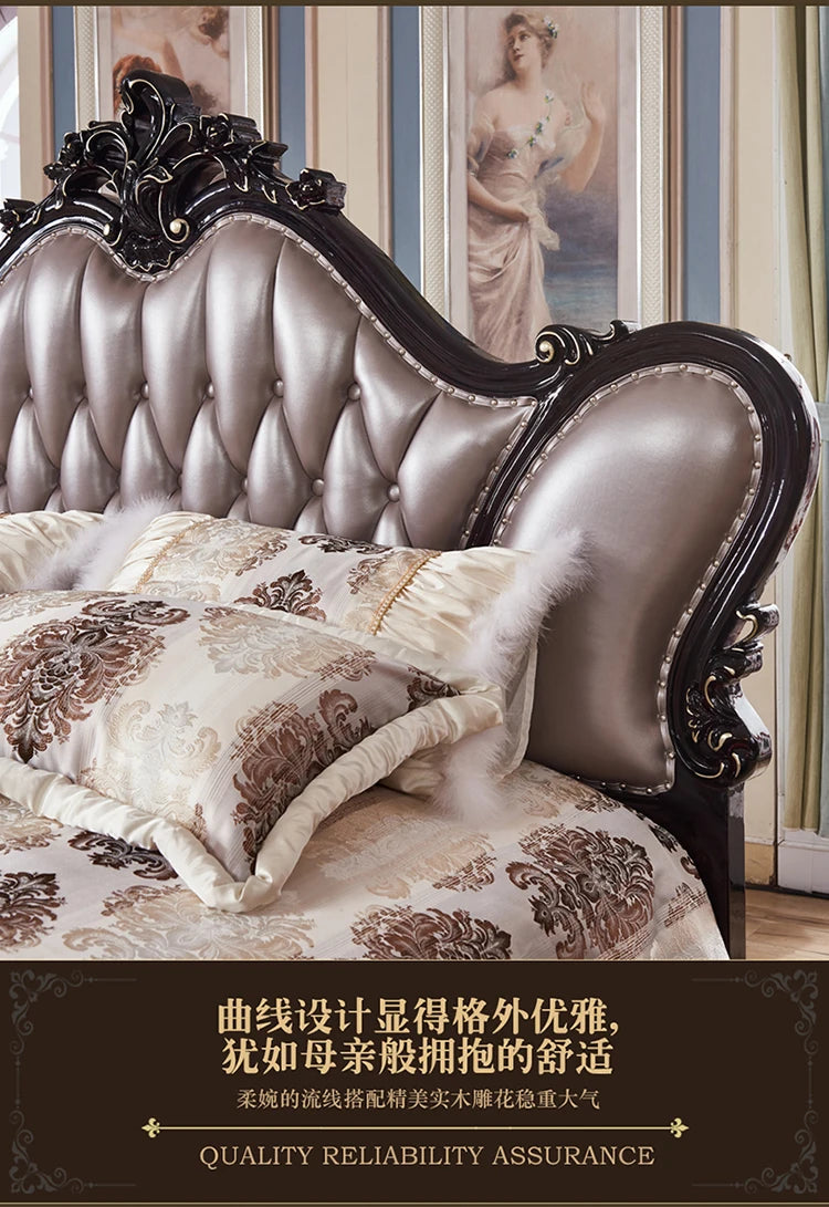 Adult European Bed Square Luxury High Quality Romantic Comfortable Bed Headboards Queen Frame Letto Matrimoniale Home Furniture