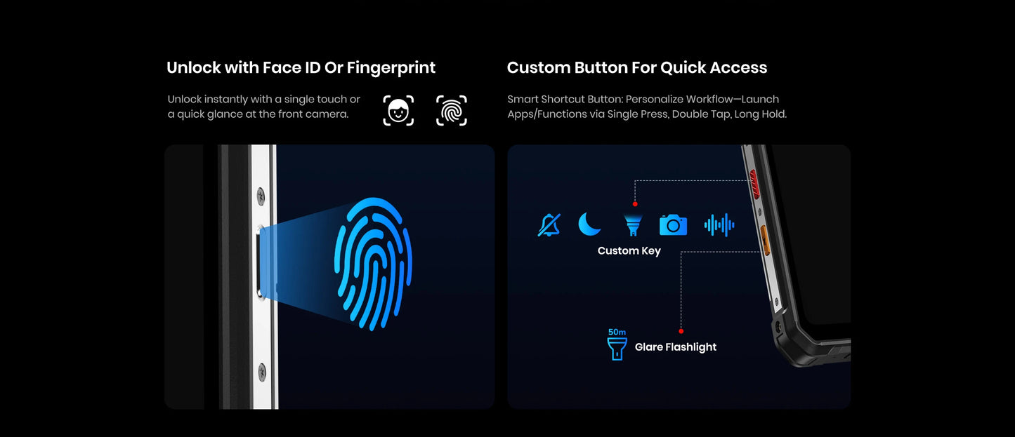 FOSSiBOT F107 PRO Rugged Smartphone Android 15 OS,30GB(12+18)+512GB ROM,6.95"FHD+ 5G Mobile Phone 28000mAh Battery,NFC/Face ID