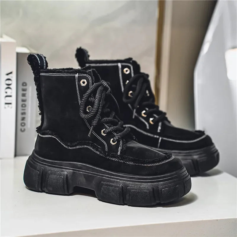 New Style Winter Retro Men's Ankle Tooling Boots High Quality Designed Casual Outdoor Mans Boot Platform British Style Men Shoes