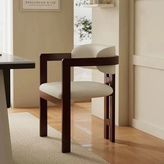 Mid-Century Solid Wood Black Dining Chair - Nordic Minimalist Tripod Legs Retro Side Chair for Home