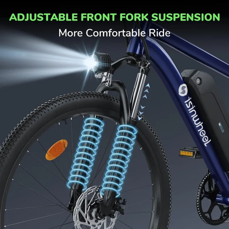 M10 Electric Bike Adult 500W, 26" Commuting Electric Mountain Bike 20MPH Max Range 55+ Miles, Removable Battery, Profe