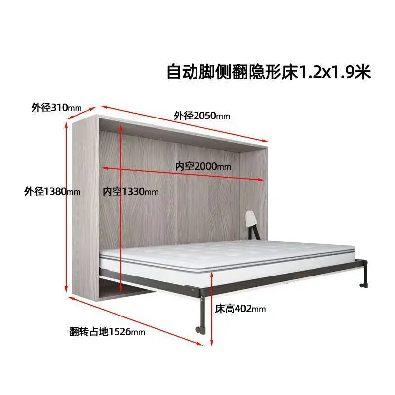 Invisible bed with wardrobe integrated multi-functional household small apartment double Murphy folding study wall bed combinati