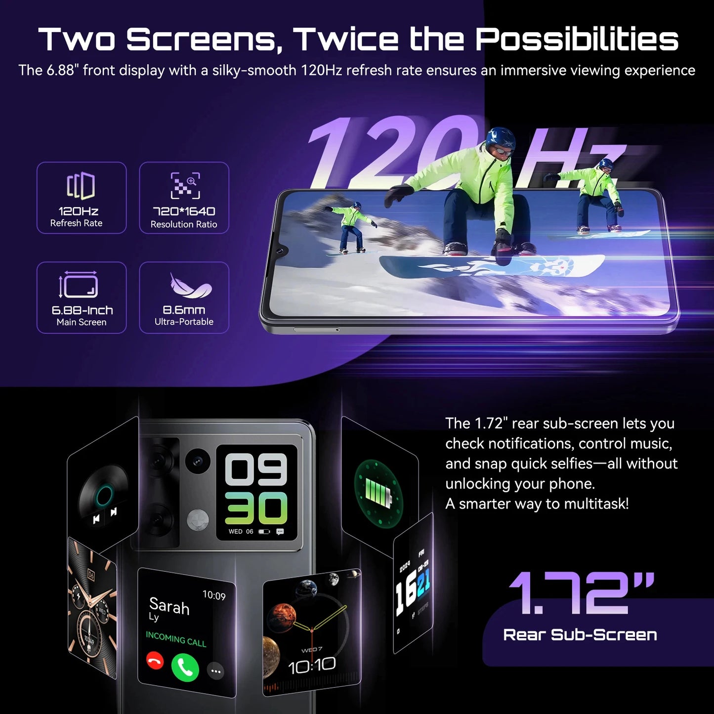 Cubot Smartphone P90,Dual Speakers,Android 15,6.88" 120Hz Display,24GB(12GB+12GB)RAM,256GB ROM,G100 Octa-core,64MP Camera,NFC