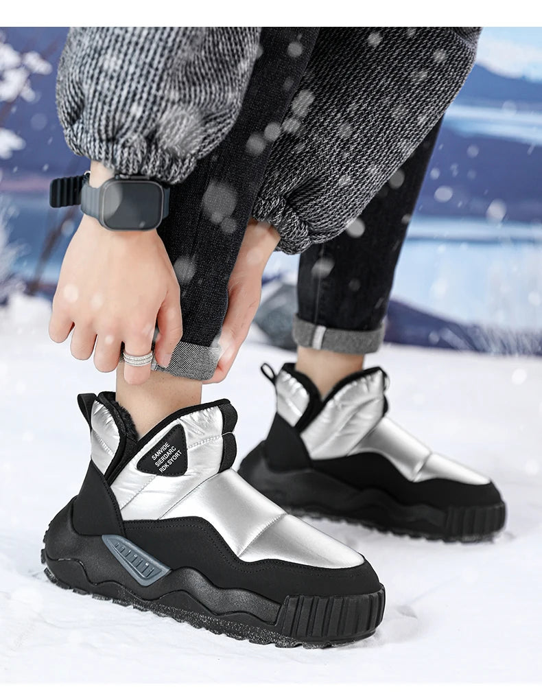 Trendy All-match Men's Snow Boot Men's Warm Low Top Anti-slip Wear-resistant Comfortable Thick Plush Boots for Men Cotton Shoe