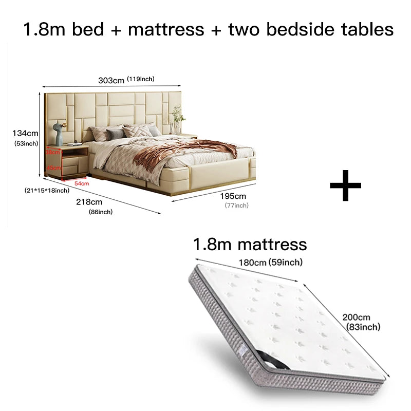 As a Bed King Size Luxury Bedroom Furniture Set Wooden Headboard And Nightstands Lit Deux Place With Double Bed Side Table