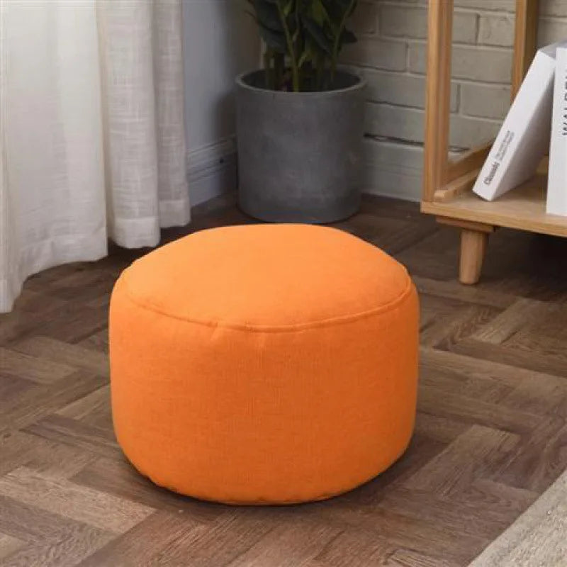 Linen Bean Bag Chair with Filling Beanbag Pouf Ottoman Footstool Tatami Round Stool Futon Puff Relax Lounge Furniture