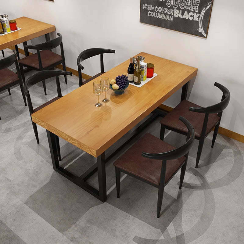 Solid Wood Table Rectangular Commercial Hotel Restaurant Dining Table Chair Combination Canteen Staff Dining Simple Muebles