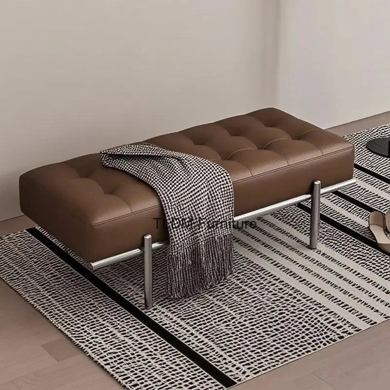 Entrance Porch Soft Shoe Bench Living Room Sofa Bench Bedroom Bed End Bench Metal Frame Integrated Benchs Minimalist Furniture