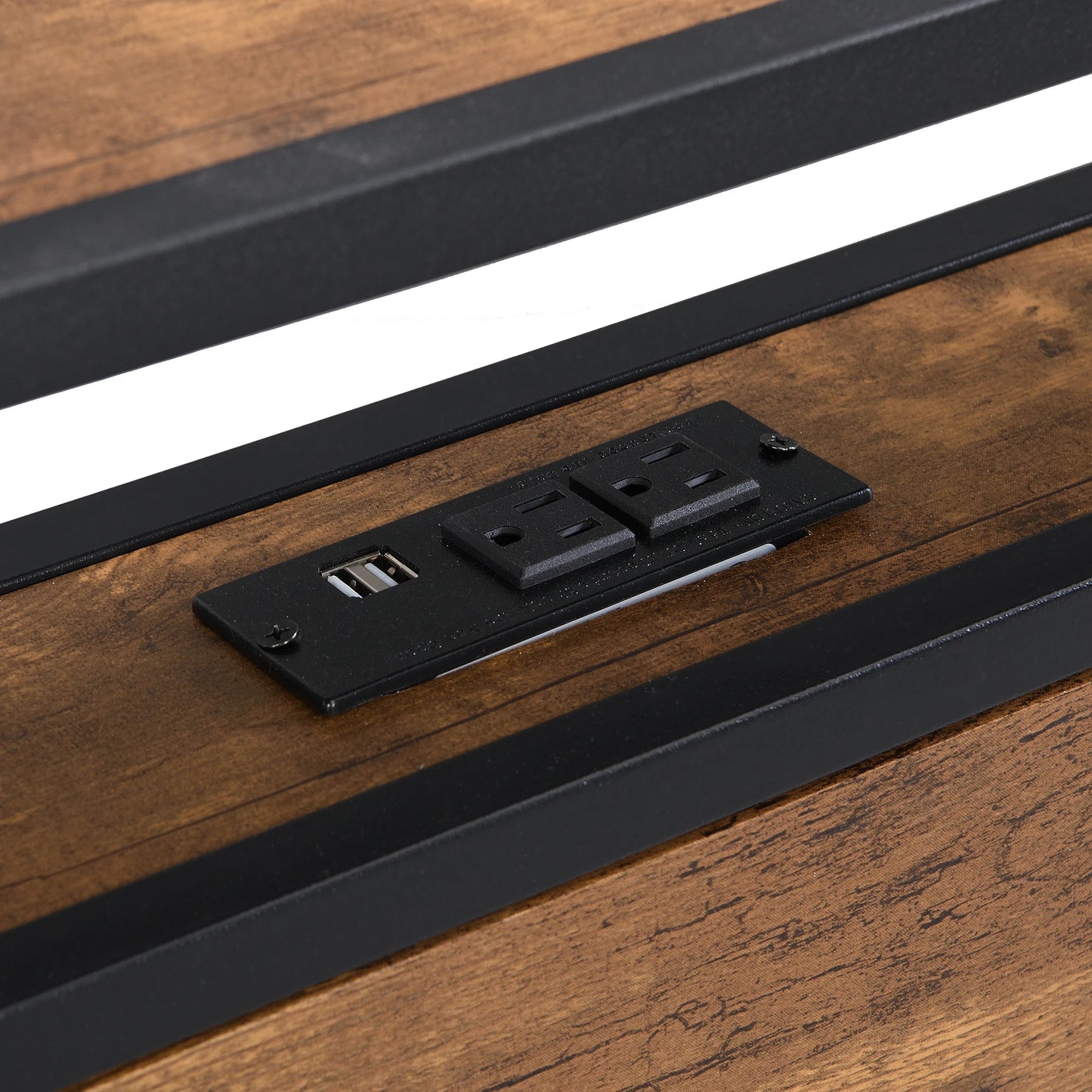 Metal Bed Frame, Wooden Headboard, USB Ports, No Box Spring, Under Bed Storage, Easy Assembly  Bed Frame Furniture Bedroom