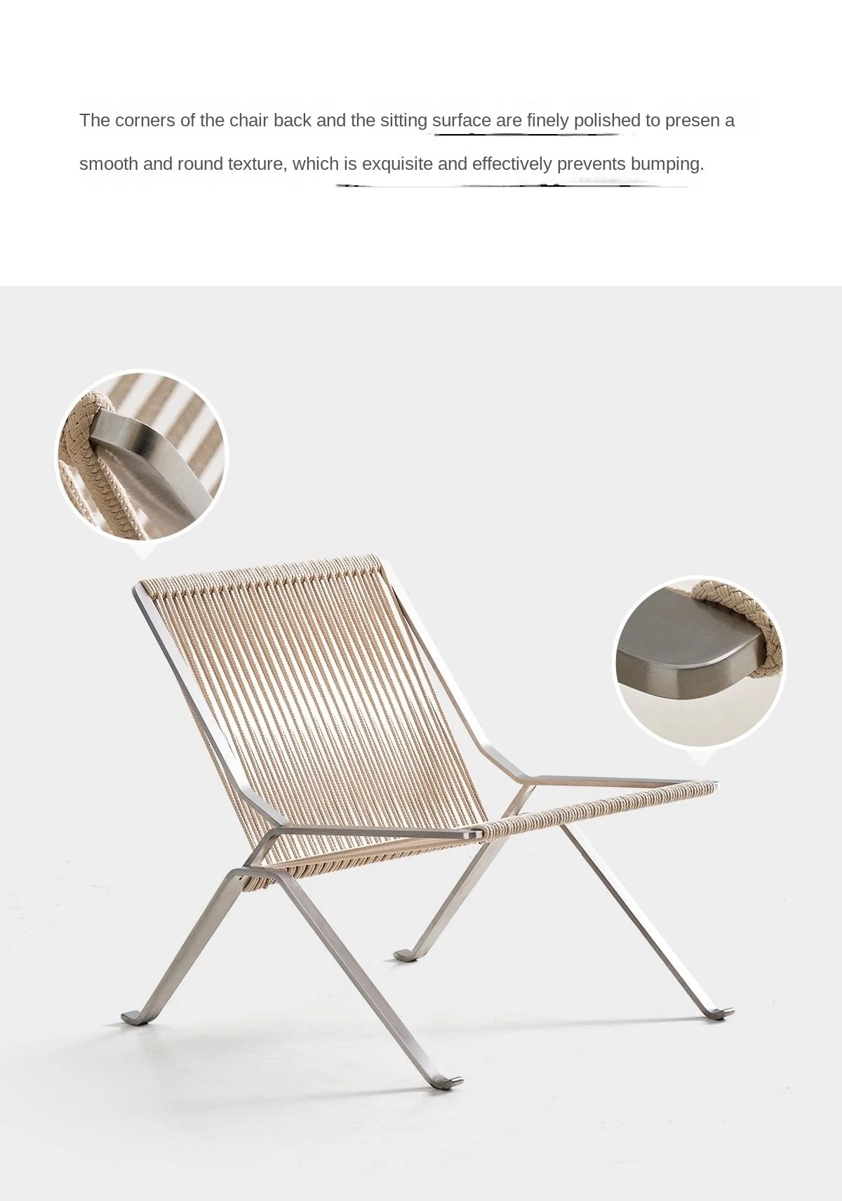 MOMO Bauhaus Single Lounge Chair Living Room Minimalist Rope Sofa Hotel Lounge Reception Chair Outdoor Woven Chair