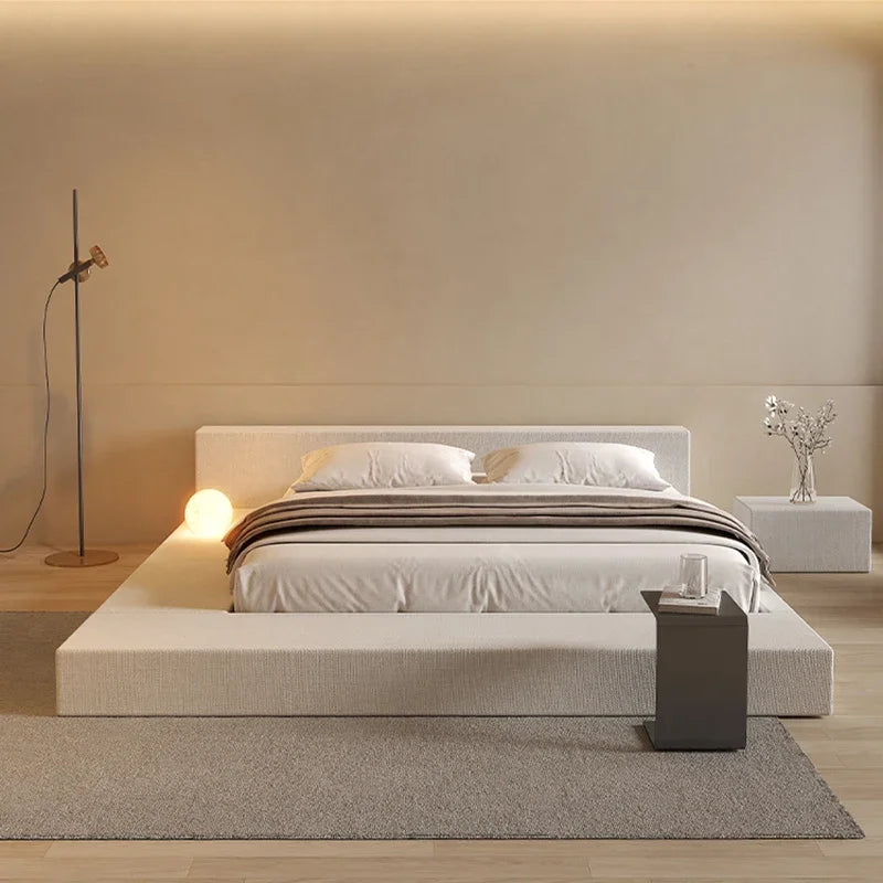 Japanese Minimalist Bed Tatami Cream Fashionable High Quality Modern Bed Wedding Confortable Double Muebles Bedroom Furniture