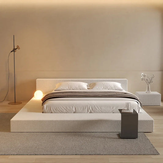 Japanese Minimalist Bed Tatami Cream Fashionable High Quality Modern Bed Wedding Confortable Double Muebles Bedroom Furniture