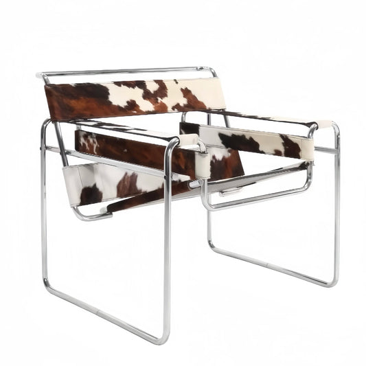 Vassili Genuine Leather Lounge Chair Bauhaus Style MidCentury Modern OnePiece with Stainless Tube Frame Premium office Furniture