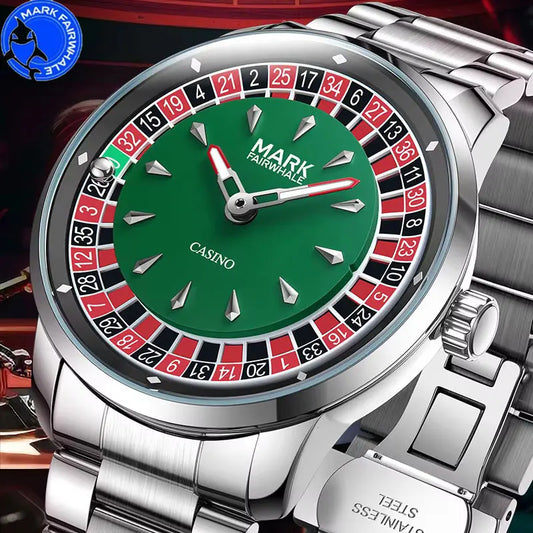 Mark Fairwhale 2025 New Top Brand Men Quartz Watch Arabic numerals Rotating Dial Roulette Automatic Watch Diamond Luminous Hand