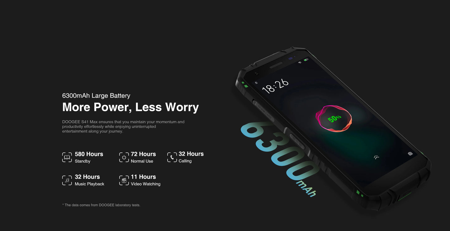 [World Premiere] DOOGEE S41 Max 16GB 256GB Rugged Smartphone 6300mAh 13MP AI Triple Camera Android 13 NFC 4G Cellphone