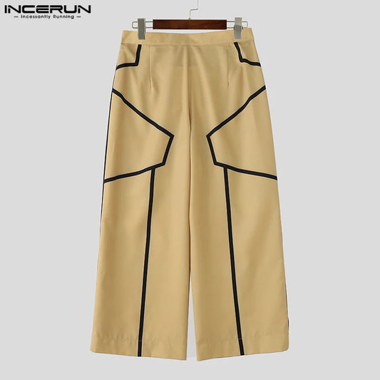 Fashion Print Men Wide Leg Pants Summer Spring Bottoms INCERUN Casual Pants Streetwear Oversize S-5XL Trousers Men's Clothing