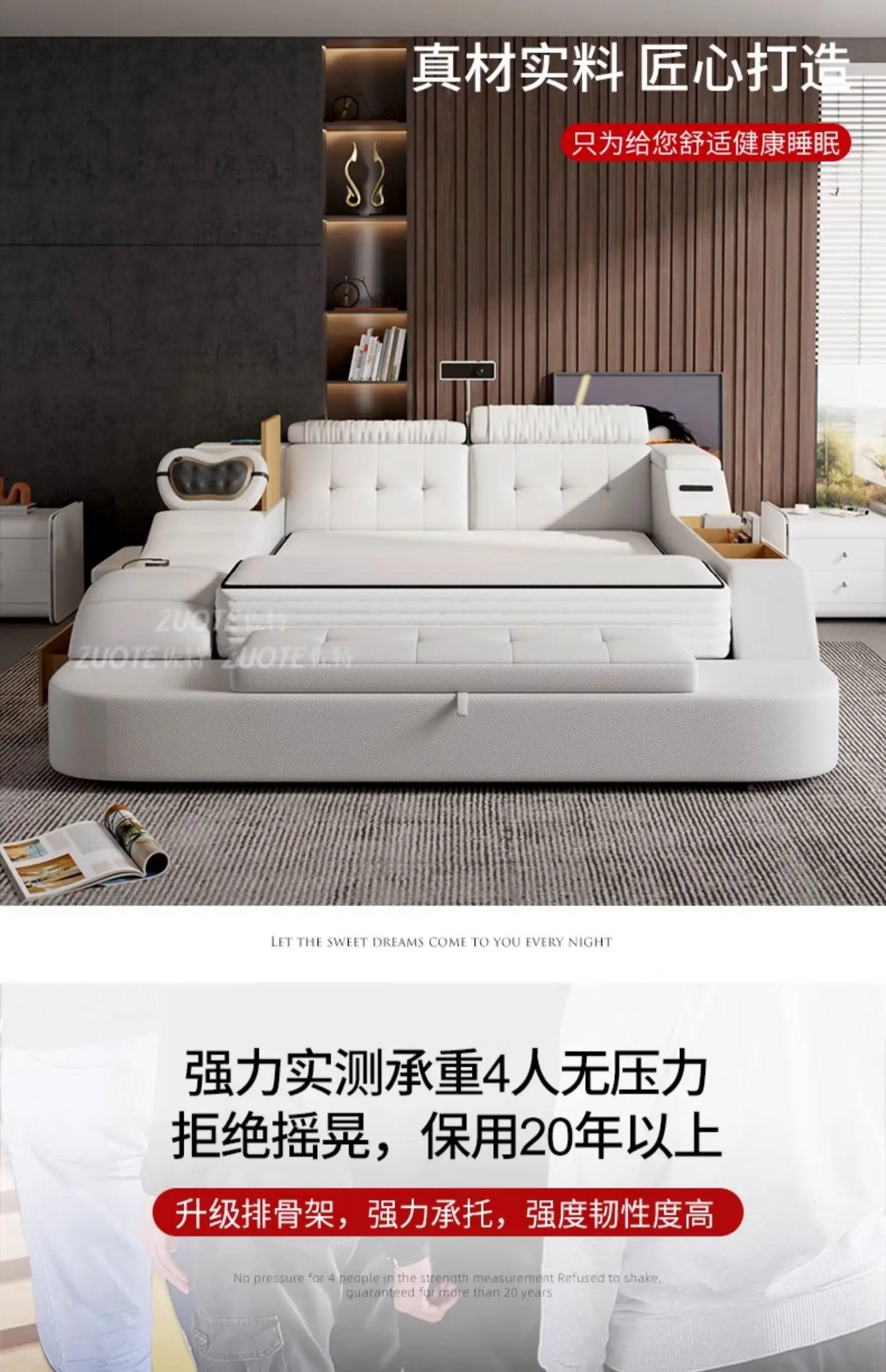 Unique Double Bed Aesthetic Elastic Adjustable King Size Beds Bedroom Tatami Camas De Casal De Luxo Furniture Decoration